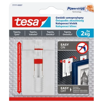 Akasztószög öntapadó állítható, érzékeny felületekhez 2 kg teherbírású 2 darab/bliszter Tesa Powerstrips Akasztószög öntapadó állítható, érzékeny felületekhez 2 kg teherbírású 2 darab/bliszter Tesa Powerstrips