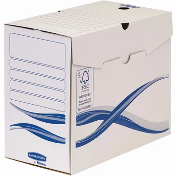Archiváló doboz A4, 150mm, Fellowes® Bankers Box Basic, 25 db/csomag, kék-fehér Archiváló doboz A4, 150mm, Fellowes® Bankers Box Basic, 25 db/csomag, kék-fehér