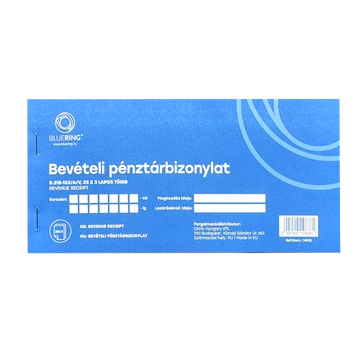 Bevételi pénztárbizonylat 25x3lapos B.318-102/A/V Bluering® Bevételi pénztárbizonylat 25x3lapos B.318-102/A/V Bluering®
