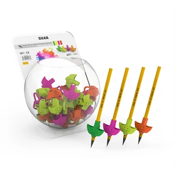Ceruza markolat, fogássegítő, szilikon, smile, 72 db/display, Silka Ceruza markolat, fogássegítő, szilikon, smile, 72 db/display, Silka