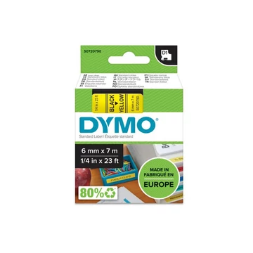 Feliratozógép szalag Dymo D1 S0720790/43618 6mmx7m, ORIGINAL, fekete/sárga Feliratozógép szalag Dymo D1 S0720790/43618 6mmx7m, ORIGINAL, fekete/sárga