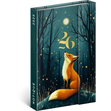 Határidőnapló mágnessel záródó, krémszínű lapokkal Fox 110×160 mm, Presco Határidőnapló mágnessel záródó, krémszínű lapokkal Fox 110×160 mm, Presco