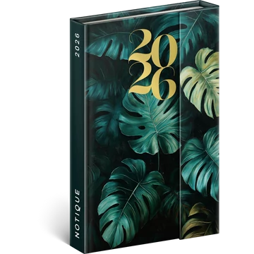 Határidőnapló mágnessel záródó, krémszínű lapokkal Monstera 110×160 mm, Presco Határidőnapló mágnessel záródó, krémszínű lapokkal Monstera 110×160 mm, Presco