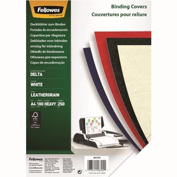 Hátlap, A4, 250 g, matt, Fellowes® Delta, 100 db/csomag, fehér Hátlap, A4, 250 g, matt, Fellowes® Delta, 100 db/csomag, fehér