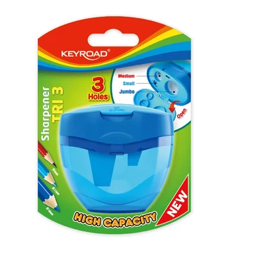 Hegyező 3 lyukú tartályos, fedeles Keyroad Tris vegyes színek Hegyező 3 lyukú tartályos, fedeles Keyroad Tris vegyes színek