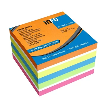 Jegyzettömb öntapadó, 75x75mm, 450lap, Info Notes intenzív narancs, sárga, kék, zöld, pink Jegyzettömb öntapadó, 75x75mm, 450lap, Info Notes intenzív narancs, sárga, kék, zöld, pink