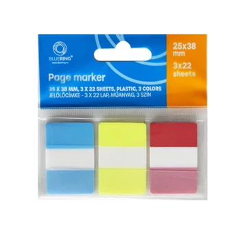 Jelölőcímke 25x38mm, 3x22lap, műanyag 3szín Bluering® Jelölőcímke 25x38mm, 3x22lap, műanyag 3szín Bluering®