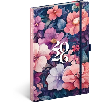 Keménytáblás notesz krémszínű lapokkal leszorító gumiszalaggal Bouquet 130x210mm, Presco Keménytáblás notesz krémszínű lapokkal leszorító gumiszalaggal Bouquet 130x210mm, Presco