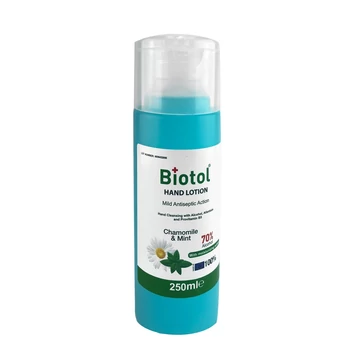 Kéz- és bőrfertőtlenítő 250 ml., 70% alkoholtartalmú, B5 provitaminnal, Biotol Kéz- és bőrfertőtlenítő 250 ml., 70% alkoholtartalmú, B5 provitaminnal, Biotol