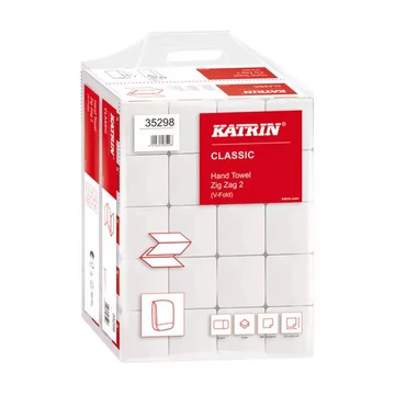 Kéztörlő 2 rétegű Z hajtogatású 200 lap/csomag 20 csomag/karton Classic Handy Pack Katrin_35298 fehérített Kéztörlő 2 rétegű Z hajtogatású 200 lap/csomag 20 csomag/karton Classic Handy Pack Katrin_35298 fehérített