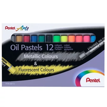Kréta olajpasztell készlet, PHN-MF12 Pentel, 12 klf., fluoreszkáló metál szín Kréta olajpasztell készlet, PHN-MF12 Pentel, 12 klf., fluoreszkáló metál szín