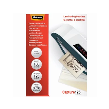 Lamináló fólia, 83x113mm, 125 mikron, fényes, 100 db/doboz, Fellowes® Lamináló fólia, 83x113mm, 125 mikron, fényes, 100 db/doboz, Fellowes®