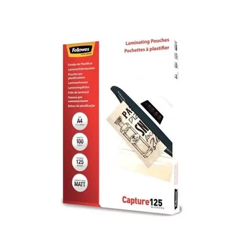 Lamináló fólia, A4, 125 mikron, matt, 100 db/doboz, Fellowes® Lamináló fólia, A4, 125 mikron, matt, 100 db/doboz, Fellowes®