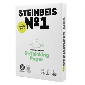 Másolópapír A4, 80g, Steinbeis No1. újrahasznosított ISO 70 fehérségű 500ív/csomag Másolópapír A4, 80g, Steinbeis No1. újrahasznosított ISO 70 fehérségű 500ív/csomag