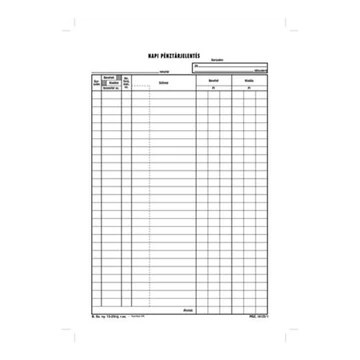 Napi pénztárjelentés A4, 25x2+2 lapos tömb B.13-25/VX Napi pénztárjelentés A4, 25x2+2 lapos tömb B.13-25/VX
