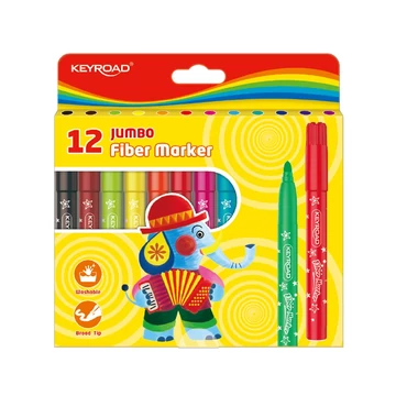 Rostirón, filctoll készlet 5 mm 12 db/bliszter Keyroad Jumbo vegyes színek Rostirón, filctoll készlet 5 mm 12 db/bliszter Keyroad Jumbo vegyes színek