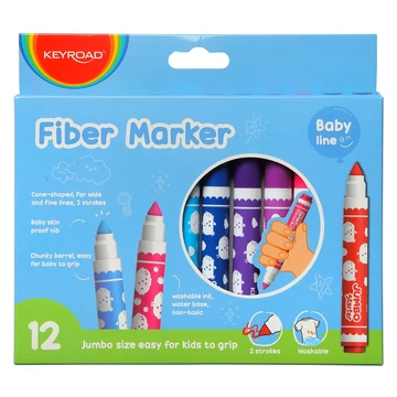 Rostirón, filctoll készlet, 5 mm, 12 db/bliszter, Keyroad Jumbo, vegyes színek Rostirón, filctoll készlet, 5 mm, 12 db/bliszter, Keyroad Jumbo, vegyes színek