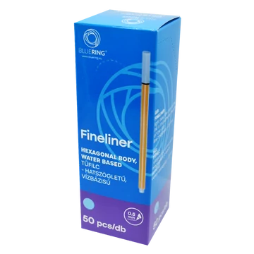 Rostirón, tűfilc vízbázisú, 0,5mm, hatszögletű test, Bluering® világoskék Rostirón, tűfilc vízbázisú, 0,5mm, hatszögletű test, Bluering® világoskék