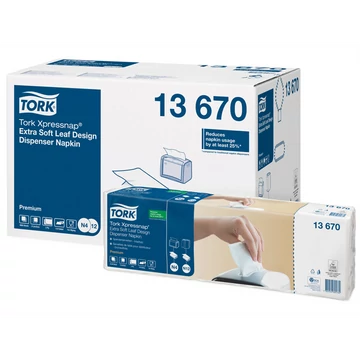 Szalvéta adagolóba 500 db/csomag 8 csomag/karton fehér levélmintás Extra Soft Xpressnap® Tork_13670 Szalvéta adagolóba 500 db/csomag 8 csomag/karton fehér levélmintás Extra Soft Xpressnap® Tork_13670