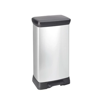 Szemetes kuka pedálos fémhatású műanyag 50 literes Fekete/ezüst Deco Bin_Curver Szemetes kuka pedálos fémhatású műanyag 50 literes Fekete/ezüst Deco Bin_Curver