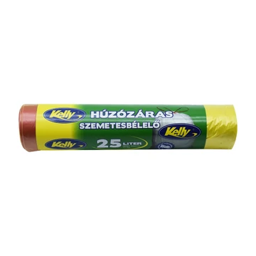Szemeteszsák zárószalagos 25 liter 15 db/tekercs Kelly_sárga Szemeteszsák zárószalagos 25 liter 15 db/tekercs Kelly_sárga