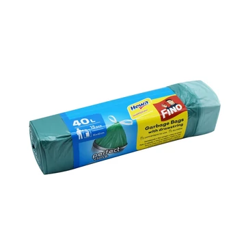Szemeteszsák zárószalagos 40 liter 55 x 62 cm 14 mikron 15 db/tekercs Fino zöld Szemeteszsák zárószalagos 40 liter 55 x 62 cm 14 mikron 15 db/tekercs Fino zöld