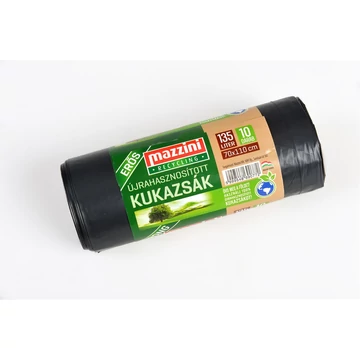 Szemeteszsák újrahasznosított 135 liter 70 x 110 cm 30 mikron 10 db/tekercs Mazzini_fekete Szemeteszsák újrahasznosított 135 liter 70 x 110 cm 30 mikron 10 db/tekercs Mazzini_fekete