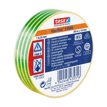 Szigetelőszalag 19mmX20m Tesa zöld/sárga Szigetelőszalag 19mmX20m Tesa zöld/sárga