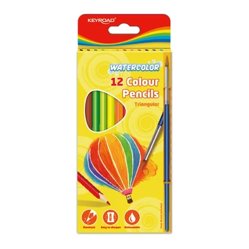 Színes ceruza készlet akvarell, háromszögletű ecsettel Keyroad Aqua Fun 12 klf. szín Színes ceruza készlet akvarell, háromszögletű ecsettel Keyroad Aqua Fun 12 klf. szín