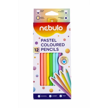 Színes ceruza készlet, hatszögletű Nebulo pasztell, 12 klf. szín Színes ceruza készlet, hatszögletű Nebulo pasztell, 12 klf. szín