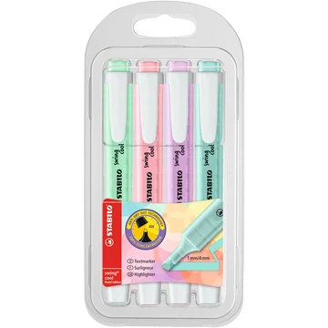 Szövegkiemelő 1-4mm, vágott hegy 4 db-os Stabilo Swing cool pastel 275/4 Szövegkiemelő 1-4mm, vágott hegy 4 db-os Stabilo Swing cool pastel 275/4
