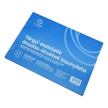 Tárgyi eszköz átadás átvétel bizonylat gazdálkodó szervezeten belül 25x4lapos A5, fekvő B.11-66 Bluering® Tárgyi eszköz átadás átvétel bizonylat gazdálkodó szervezeten belül 25x4lapos A5, fekvő B.11-66 Bluering®