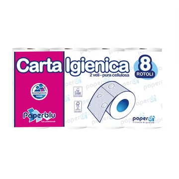Toalettpapír 2 rétegű kistekercses 100% cellulóz 150 lap/tekercs 8 tekercs/csomag Paperblu Carta Igienica_Paperdi Toalettpapír 2 rétegű kistekercses 100% cellulóz 150 lap/tekercs 8 tekercs/csomag Paperblu Carta Igienica_Paperdi