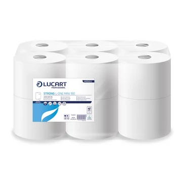 Toalettpapír 2 rétegű közületi átmérő:18,2 cm laponkénti adagolás 12 tek/csom Strong L-One Mini Lucart_812501J hófehér Toalettpapír 2 rétegű közületi átmérő:18,2 cm laponkénti adagolás 12 tek/csom Strong L-One Mini Lucart_812501J hófehér