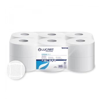 Toalettpapír 2 rétegű közületi átmérő: 19 cm 100 % cellulóz 12 tekercs/karton 19 J Strong Lucart_812202J hófehér Toalettpapír 2 rétegű közületi átmérő: 19 cm 100 % cellulóz 12 tekercs/karton 19 J Strong Lucart_812202J hófehér