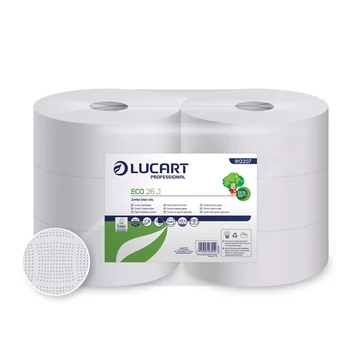 Toalettpapír 2 rétegű közületi átmérő: 23 cm 6 tekercs/karton 23 J EcoLucart_812206 fehér Toalettpapír 2 rétegű közületi átmérő: 23 cm 6 tekercs/karton 23 J EcoLucart_812206 fehér