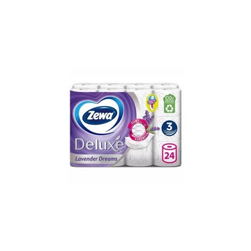 Toalettpapír 3 rétegű kistekercses 100 % cellulóz 24 tekercs/csomag Deluxe Zewa Levender Dreams Toalettpapír 3 rétegű kistekercses 100 % cellulóz 24 tekercs/csomag Deluxe Zewa Levender Dreams