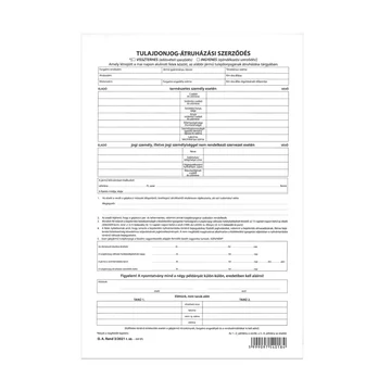 Tulajdonjog átruházási szerződés, személygépkocsi adásvételi 4lapos garnitúra A.REND.3/2012 Tulajdonjog átruházási szerződés, személygépkocsi adásvételi 4lapos garnitúra A.REND.3/2012
