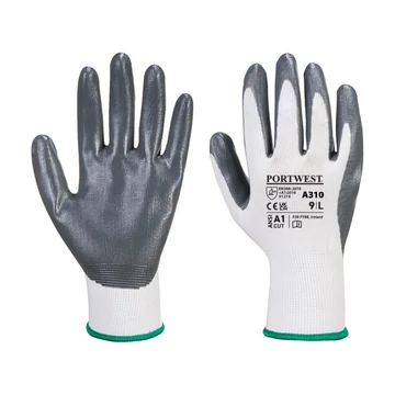 Védőkesztyű PU tenyérmártással nylon S-es méret A310 Portwest szürke-fehér Védőkesztyű PU tenyérmártással nylon S-es méret A310 Portwest szürke-fehér