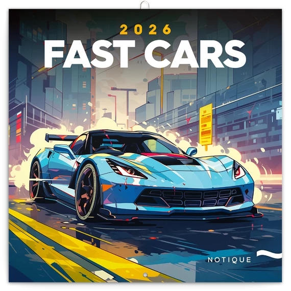 Falinaptár képes lemeznaptár 300x300mm, Fast Cars Realsystem 2026.