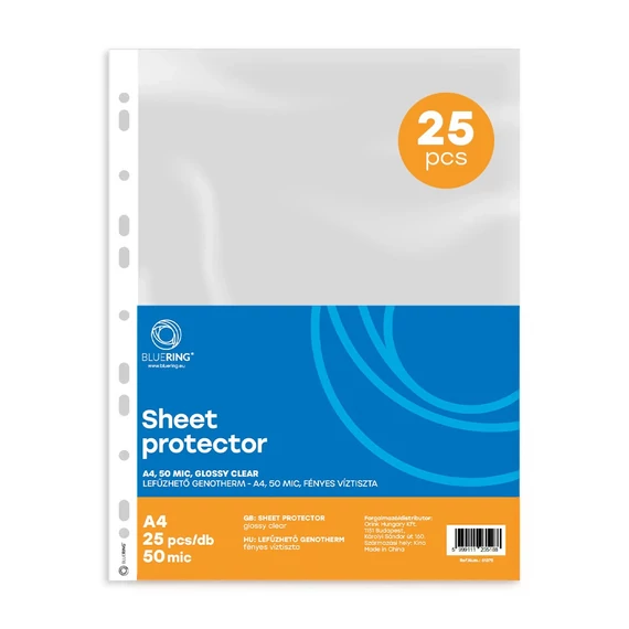 Genotherm lefűzhető, A4, 50 micron fényes víztiszta Bluering® 25 db/csomag