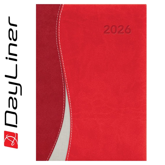 Határidőnapló Dubai A5 napi, fehér lapokkal piros-piros Dayliner 2026.