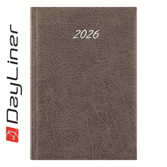 Határidőnapló Rebel A5 napi, krémszínű lapokkal szürke Dayliner 2026.