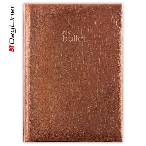 Keménytáblás notesz pontozott vonalozással Mirror A5 Bullet, fehér lapokkal bronz Dayliner 2026.