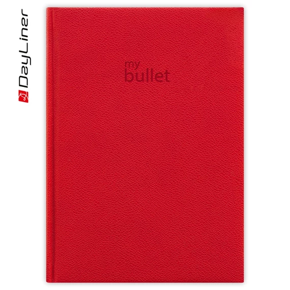 Keménytáblás notesz pontozott vonalozással Napoli A5 Bullet, fehér lapokkal Piros Dayliner 2026.