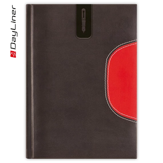 Tárgyalási napló Memphis B5 napló, fehér lapokkal fekete-piros Dayliner 2026.