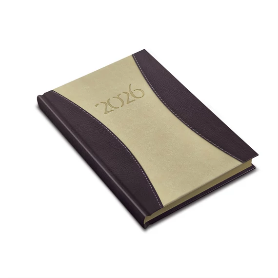 Zsebnaptár álló Prémium B/6, heti krémszínű lapokkal drapp Realsystem 2026.