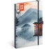 Kép 1/3 - Keménytáblás notesz krémszínű lapokkal leszorító gumiszalaggal Japan 130x210mm, Presco
